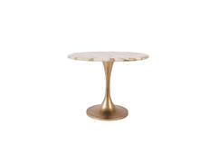 Side table Ø61x41 cm RICKERD agate white+antique bronze