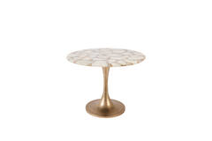 Side table Ø61x41 cm RICKERD agate white+antique bronze