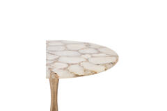 Side table Ø61x41 cm RICKERD agate white+antique bronze