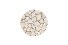 Side table Ø61x41 cm RICKERD agate white+antique bronze