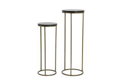 Pillar S/2 Ø30x80+Ø35x100 cm SOBRINA black agate+ant. bronze