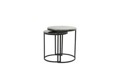 Side table S/2 Ø41x48+Ø49x53,5 cm ALFIO d brown marble+black