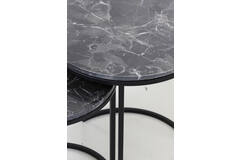Side table S/2 Ø41x48+Ø49x53,5 cm ALFIO d brown marble+black