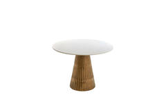 Tafel Ø100x78 cm LEYDA marmer wit-antiek brons