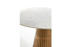 Tafel Ø100x78 cm LEYDA marmer wit-antiek brons