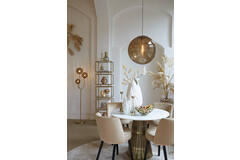 Tafel Ø100x78 cm LEYDA marmer wit-antiek brons