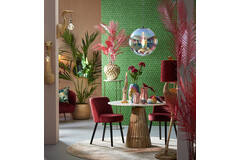 Tafel Ø100x78 cm LEYDA marmer wit-antiek brons