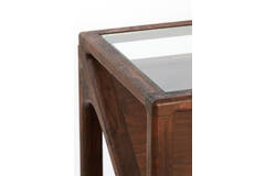 Side table 119x41x80 cm YUKI acacia hout donker bruin+glas
