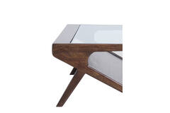 Coffee table 112x70x41 cm YUKI mango wood choco brown+glass