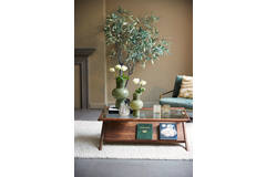 Coffee table 112x70x41 cm YUKI acacia wood dark brown+glass