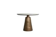 Eettafel Ø100x75 cm RIANNE marmer taupe-antiek brons