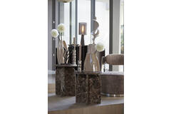 Side table Ø41x56 cm OTINIA marble dark brown