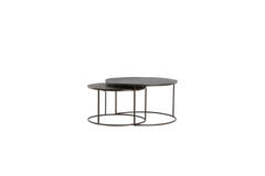 Salontafel S/2 Ø61x37+Ø76x41 cm TALCA donker bruin