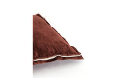 Kussen 45x45 cm BAXLEY velvet donker bruin+linnen naturel