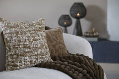 Cushion 45x45 cm SALIDA olive green+cream feather filled
