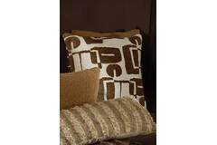 Cushion 45x45 cm LYSS dark brown+cream feather filled