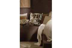 Cushion 45x45 cm LYSS dark brown+cream feather filled