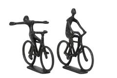 Ornament S/2 24x18x22+24x7x25 cm CYCLISTS antiek black pearl
