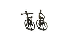 Ornament S/2 24x18x22+24x7x25 cm CYCLISTS antique bronze