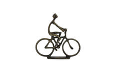 Ornament S/2 24x18x22+24x7x25 cm CYCLISTS antique bronze