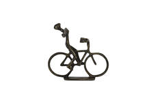 Ornament S/2 24x18x22+24x7x25 cm CYCLISTS antique bronze