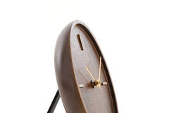 Klok Ø20 cm VETI mango hout bruin+goud