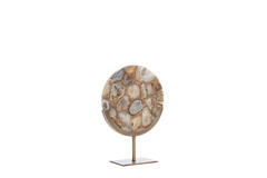 Ornament on base 25x10x35 cm GOUYA yellow agate+antiq bronz