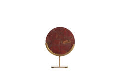Ornament op voet 25x10x35 cm GOUYA rood agaat+antiek brons