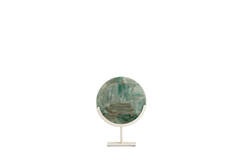 Ornament on base 25x10x35 cm GOUYA green agate+cream