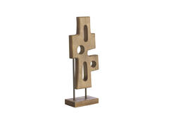 Ornament op voet 19x9,5x45 cm SALIO hout grijs-donker bruin