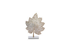 Ornament on base 28x8x35 cm LEAF gold+marble white