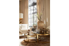 Ornament op voet 36x6x39 cm LEAF goud+marmer wit