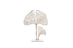 Ornament on base 36x10x48 cm LEAF gold+marble white