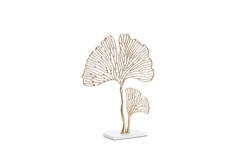 Ornament on base 36x10x48 cm LEAF gold+marble white