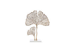 Ornament on base 36x10x48 cm LEAF gold+marble white