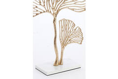 Ornament on base 36x10x48 cm LEAF gold+marble white