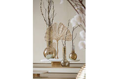 Ornament on base 36x10x48 cm LEAF gold+marble white