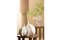 Deco box Ø21x27 cm SABARA glans crème