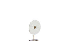 Ornament op voet 25x10x35 cm YVO marmer wit+antiek brons