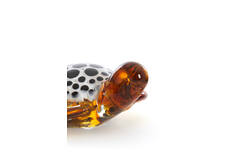 Ornament 15,5x14,5x7 cm TURTLE glas amber+wit-zwart