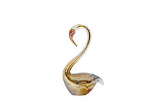 Ornament 17x9,5x29 cm SWAN glass brown+cream