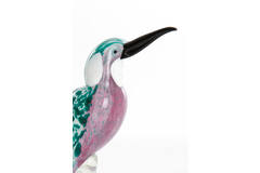 Ornament 14,5x8x19 cm BIRD glass emerald green+pink