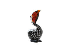 Ornament 13x7x19 cm PELICAN glass black-white+brown striped
