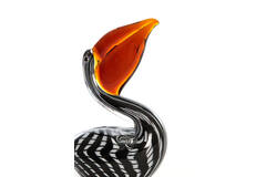 Ornament 13x7x19 cm PELICAN glass black-white+brown striped