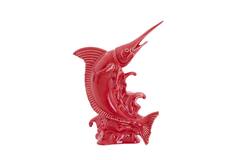 Ornament 33x16,5x43,5 cm SWORDFISH keramiek rood