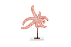 Ornament on base 28x8x36 cm STARFISH light pink+marble white