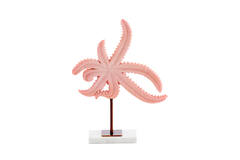 Ornament on base 28x8x36 cm STARFISH light pink+marble white