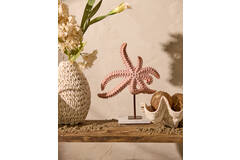 Ornament on base 28x8x36 cm STARFISH light pink+marble white