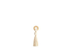 Ornament Ø9x33 cm YAVIZA cream+raffia natural