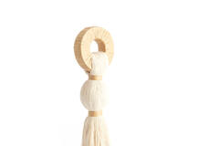 Ornament Ø9x33 cm YAVIZA cream+raffia natural